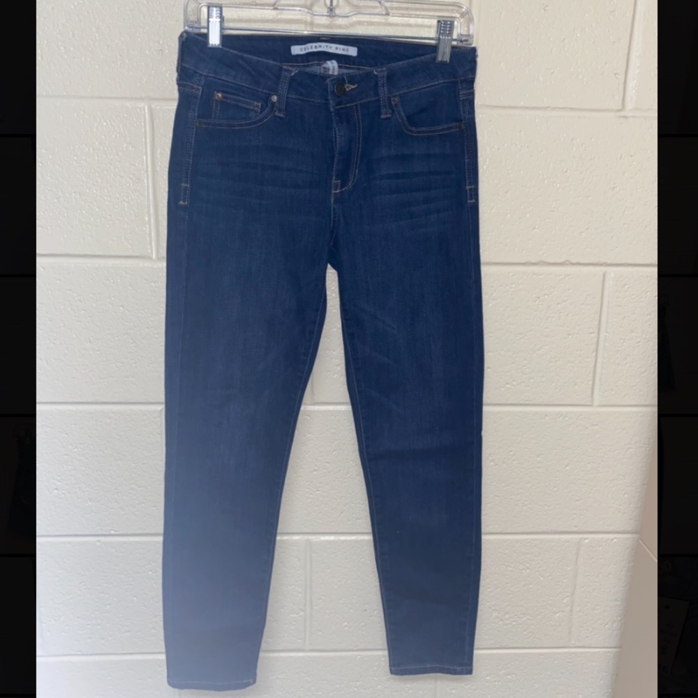 Dark blue, Mid rise, ankle, skinny jean